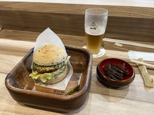 Delicious burger! Made with love (:   at Yamanoma Brewery Craft Beer Pub in Nagano