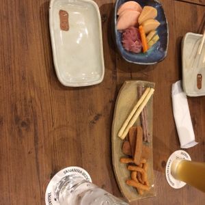 Pickles(very nice) and snacks made from different grains at Yamanoma Brewery Craft Beer Pub in Nagano