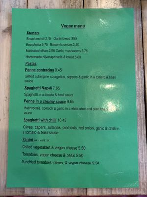 Vegan Menu   at La Bottega Delitalia in Lincoln