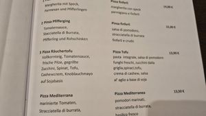 Speisekarte at Pizzeria Brückenwirt  in San Leonardo In Passiria