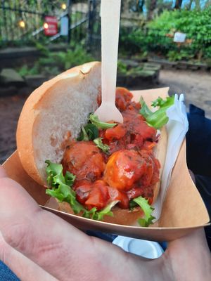 Cheatball sub with vegan cheese at The Alpine Tea Room - Food Stall in Manchester