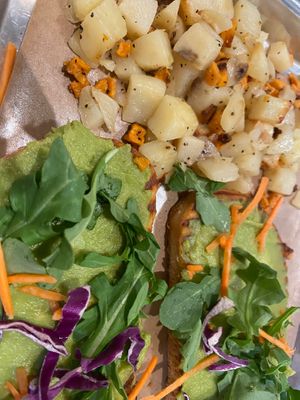 Avocado toast and potatoes  at Blackberry Market Argenta in North Little Rock