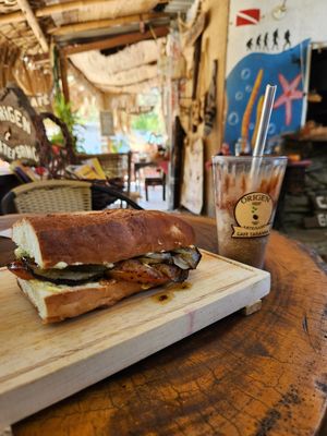 Grilled vegetables sandwich not on the menu at Café Taganga in Santa Marta