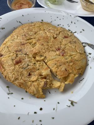 Vegan chickpae omlette (Tortilla)   at Cruz de Tea in Tenerife