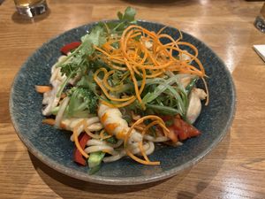 Udon with vegan shrimps   at Okami Sushi & Restaurant in Bensheim