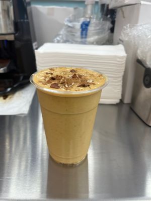 Pumpkin smoothie vegan and gluten free  at Cup of Joy in Pottstown