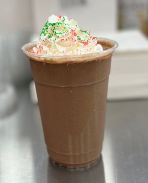 Ginger Bread Smoothie with coconut whipped cream. Vegan and Gluten free  at Cup of Joy in Pottstown
