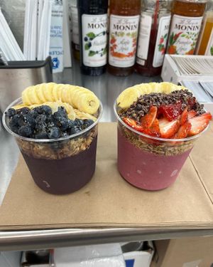 Acai Base and Pitaya Base Bowls. Vegan and healthy  at Cup of Joy in Pottstown