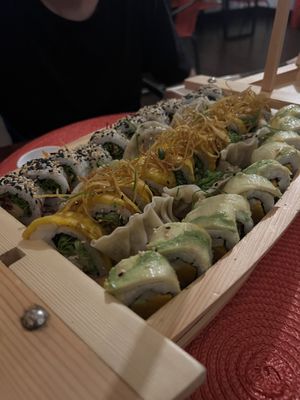 So good! The sushi boat vegan special   at Guelosushi in Liberia