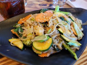 Rice noodles and vegetables at Lemongrass by Sip Saam Thai in Cedar Park