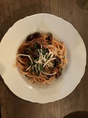 Pasta Puttanesca (vegan)  at Bellona in Toronto