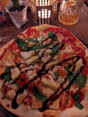 Fried tofu pizza at Bellona in Toronto