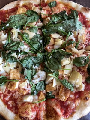 Tofu & artichoke pizza  at Bellona in Toronto