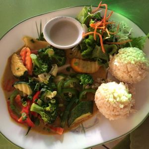 deluxe vegetable curry  at Fresh Mint in Paia