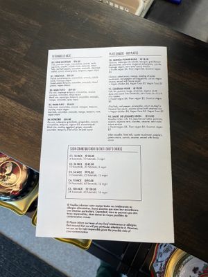 Menu at Shushu Haru  in Montreal