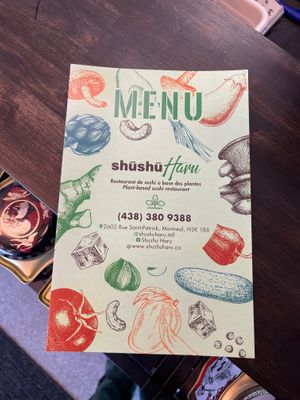 Menu at Shushu Haru  in Montreal