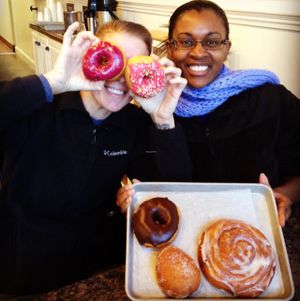 doughnut and cinnamon roll at Revolution Doughnuts in Decatur