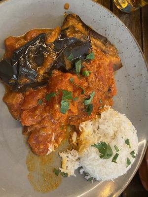 Aubergine curry and basmati   at Orient Occident in Vienna