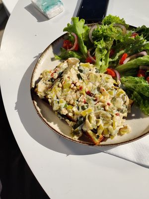 Leek waffle (vegan dish of the day) at Floe in La Plagne-tarentaise