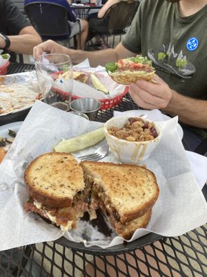 Patty melt & quesadilla burger  at Pig Minds Brewing in Machesney Park