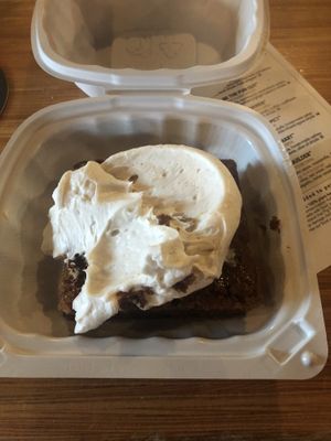 Carrot cake ordered to go at Pig Minds Brewing in Machesney Park