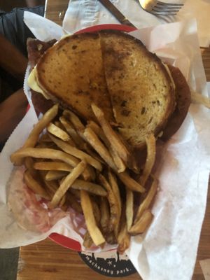 Reuben with fries at Pig Minds Brewing in Machesney Park