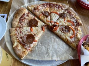 Pepperoni pizza at Pig Minds Brewing in Machesney Park