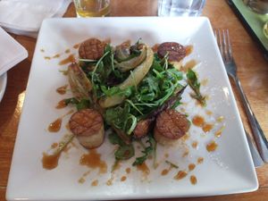 King oyster mushrooms with fennel and arugula at Pig Minds Brewing in Machesney Park