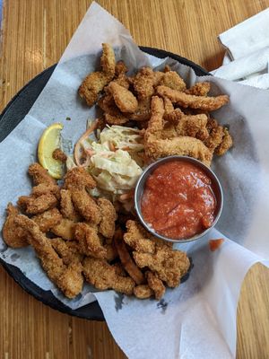 Fried shrimp at Pig Minds Brewing in Machesney Park