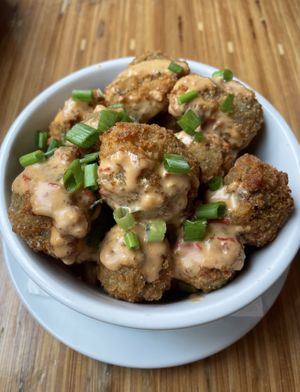 Breaded mushrooms   at Pig Minds Brewing in Machesney Park