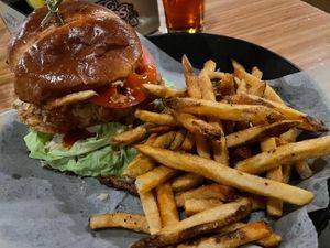 Buffalo chickn sandwich   at Pig Minds Brewing in Machesney Park