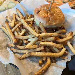 korean bbq fried chicken sandwich at Pig Minds Brewing in Machesney Park