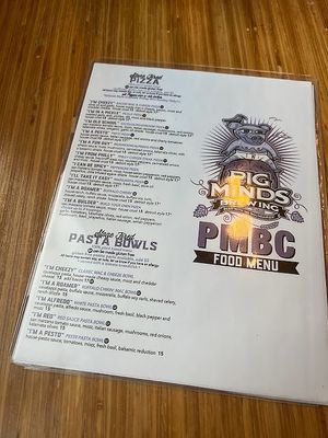 menu 12/27/23 at Pig Minds Brewing in Machesney Park
