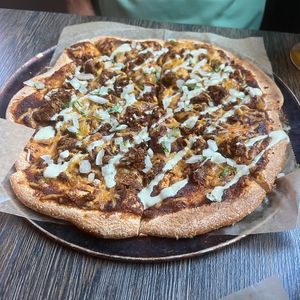 birria pizza at Pig Minds Brewing in Machesney Park