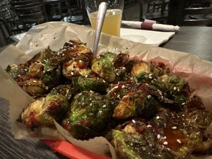 Spicy Chili Brussels sprouts   at Pig Minds Brewing in Machesney Park