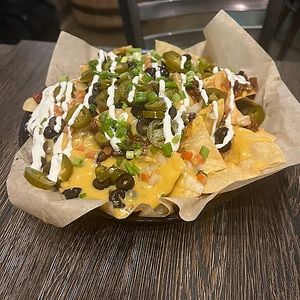 classic nachos at Pig Minds Brewing in Machesney Park