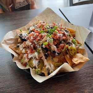 classic nachos at Pig Minds Brewing in Machesney Park