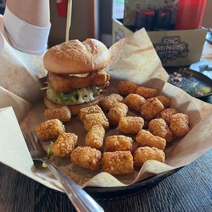 fish sandwich at Pig Minds Brewing in Machesney Park