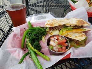 Quesadilla burger at Pig Minds Brewing in Machesney Park