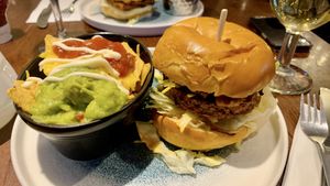 vegan burger with topped nachos  at Slug & Lettuce in Richmond