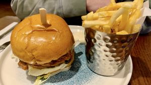 vegetarian burger + chips  at Slug & Lettuce in Richmond