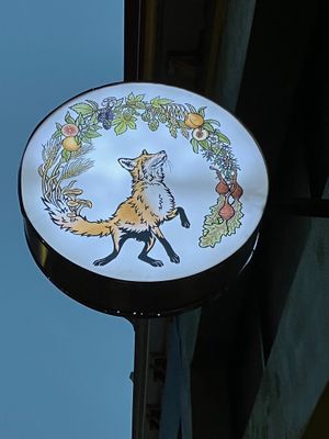 Beautiful logo outside at Fox Tale Fermentation Project in San Jose