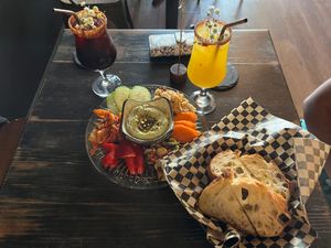 Full spread and mocktails at Fox Tale Fermentation Project in San Jose