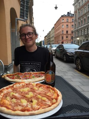 Hawaii and Amin vegan pizzas!!!  at O'Mamma Mia in Stockholm