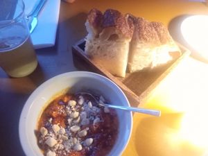 Focaccia + dip (that tastes like ajvar) at Furo in Salzburg