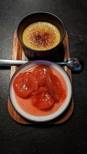 Creme Brulee with plums at Furo in Salzburg