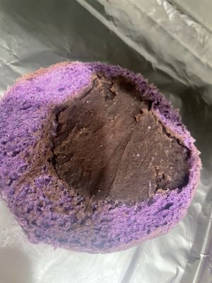 Inside of red bean bun (yummy filling)   at The Purple Potato in Deland