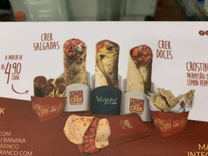 Vegan options in menu   at Pizza Crek in Petropolis