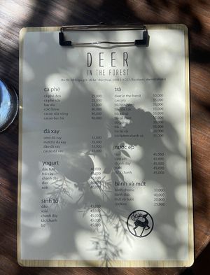 Menu in Vietnamese    at DEER in the Forest in Da Lat