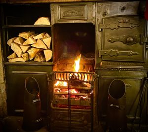 Log fire in the cosy pub  at Holly Bush Inn in Kielder
